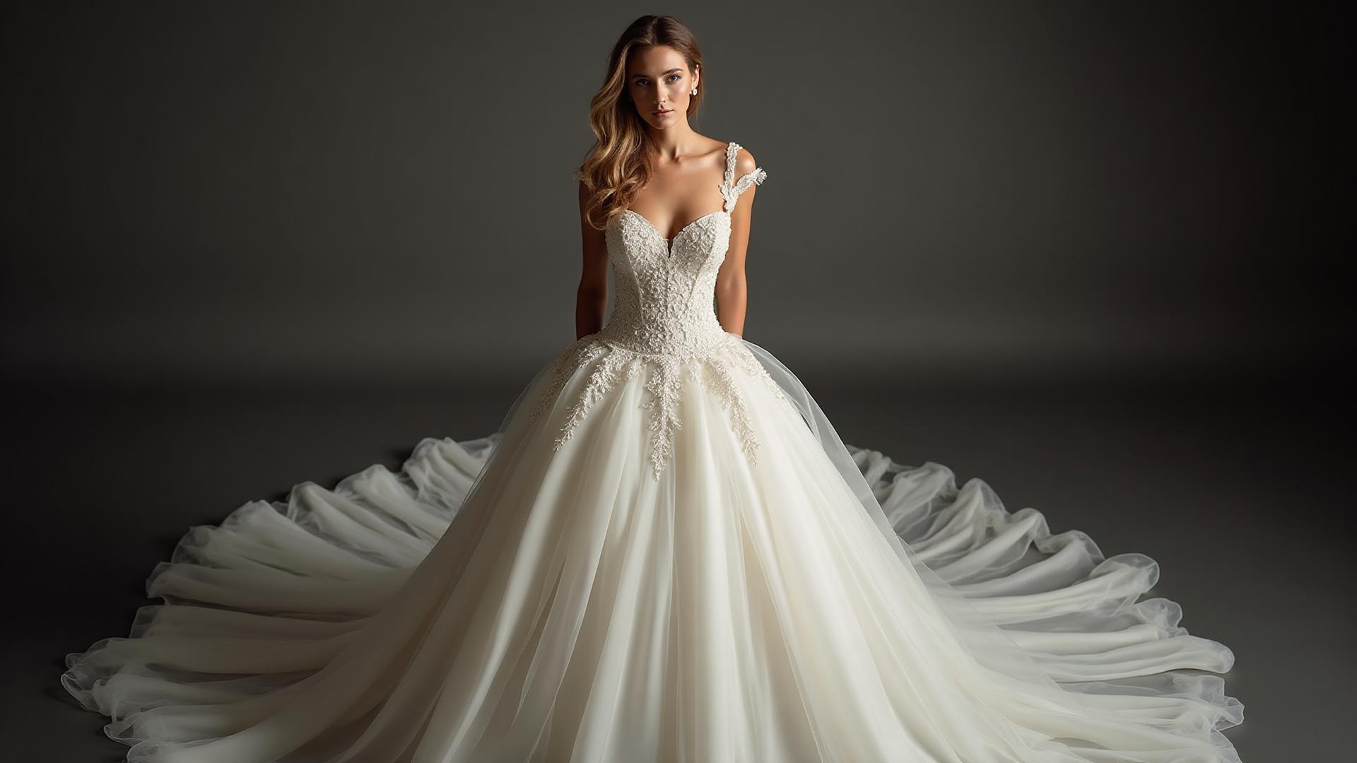 Bride in elegant wedding dress